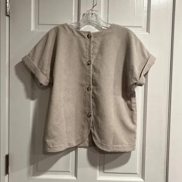 Madewell Collette Button Back Top in Khaki Corduroy Size Small - Image 4