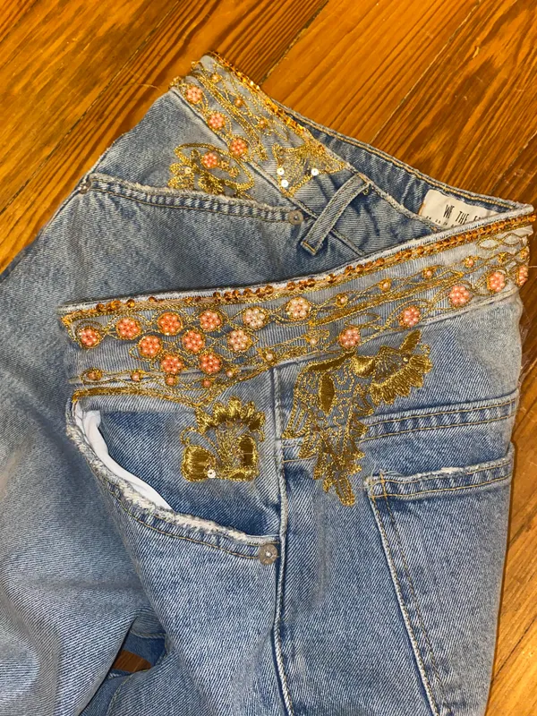 Free People Detail Beaded Jeans - Image 3