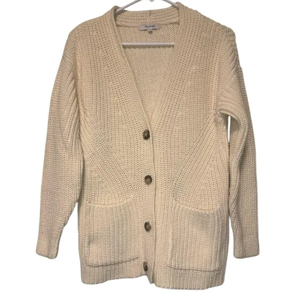 Madewell Kent Cardigan Sweater – Chunky Cotton Blend,Size XS - Image 2