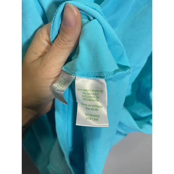 Lilly Pulitzer Luxletic Polo Women XL Blue Ruffle Sleeveless Golf Tennis Top - Image 4