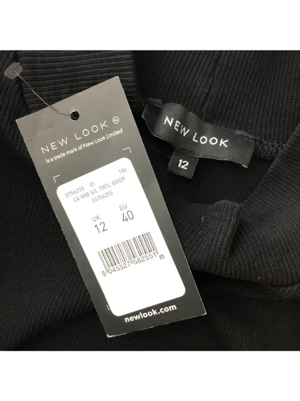 New Look Maternity Bodysuit Sleeveless Mock Neck Ribbed Knit Black US Size 8 - Image 3