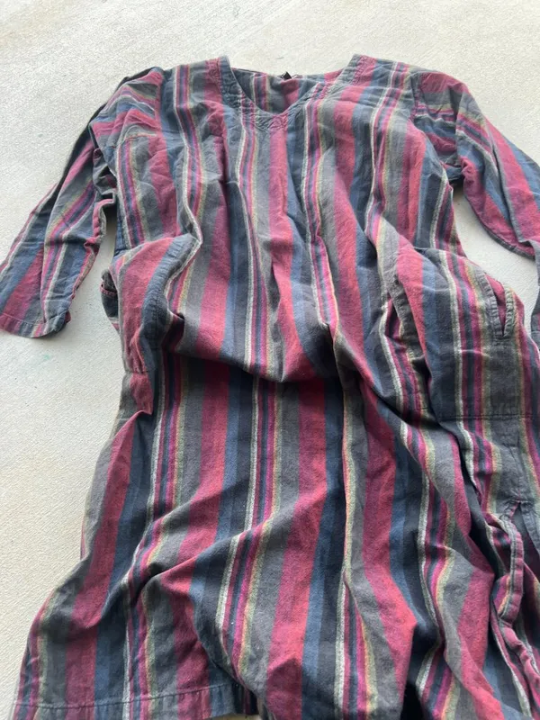 Vintage J.Peterman Striped V‎ Neck Maxi Dress Red Size L - Image 5