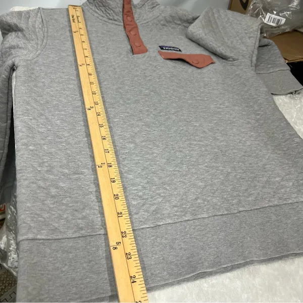 Patagonia Quilted Gray sweatshirt organic cotton snap pullover Sweater - Image 6