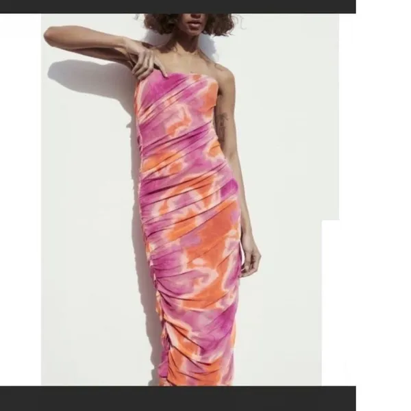 Zara Print Dress‎ With Tulle Medium New with tags - Image 6