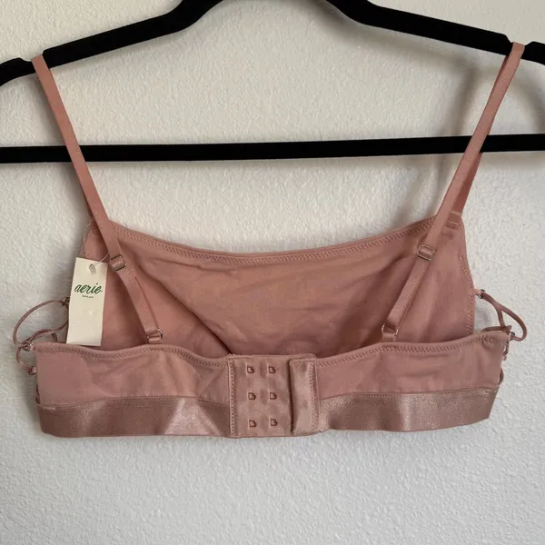 NWT AERIE Sz M Square Neck Strappy Lace Up Unlined Adjustable Bra Ballerina Pink - Image 2