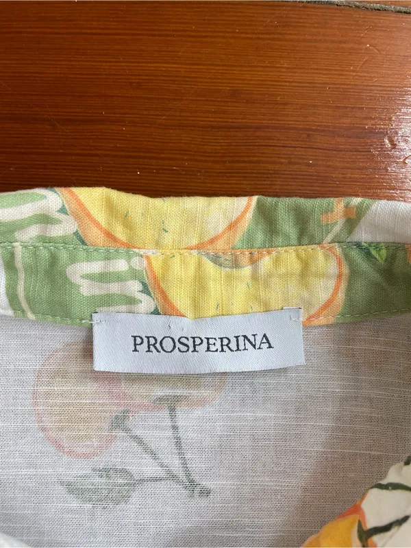 Prosperina Clementine Multi Print Cotton Linen Button Front Tie Sleeve Top 💛🎀 - Image 11