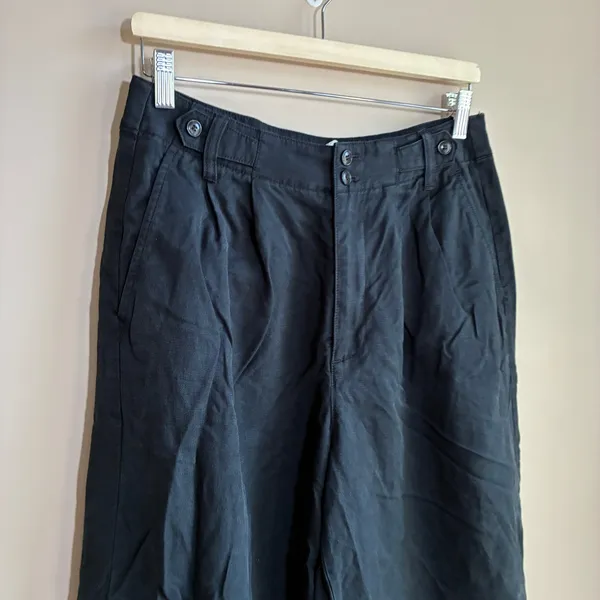 Madewell linen blend wide leg black trousers women's 6 casual pants 29 inseam - Image 2