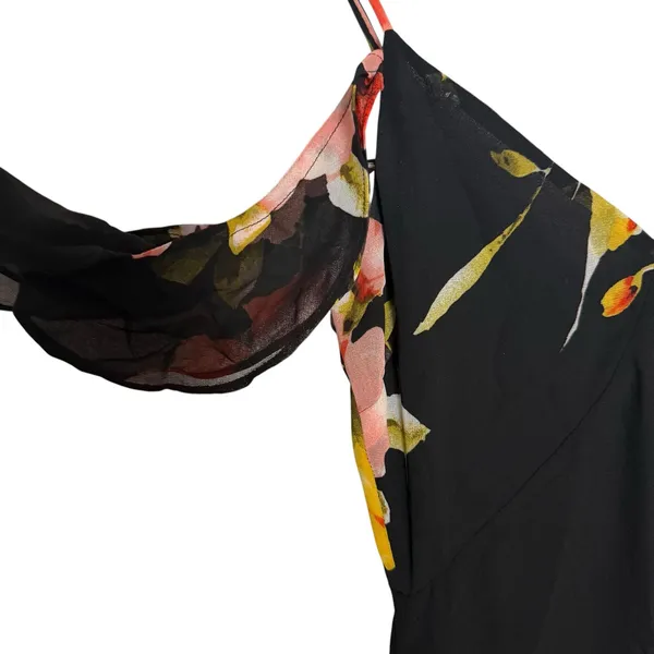 Lulus Love in Bloom Black Floral Print Off-the-Shoulder High-low Dress Size XS - Image 4