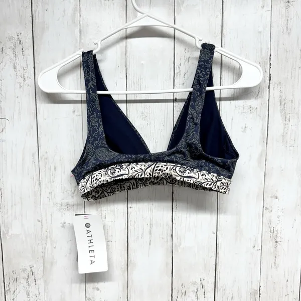 New Athleta Swim Women Size XS Blue Cream Paisley‎ Aqualuxe Batik Bikini Top - Image 4