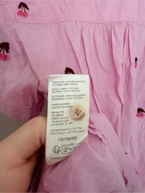 Maeve Anthropologie Fruit Short Sleeve Button Down Cherry Pink - Image 6