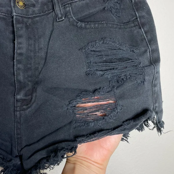 Klique B. Black High Rise Festival Jean Shorts Size 28 Distressed Destroyed - Image 2