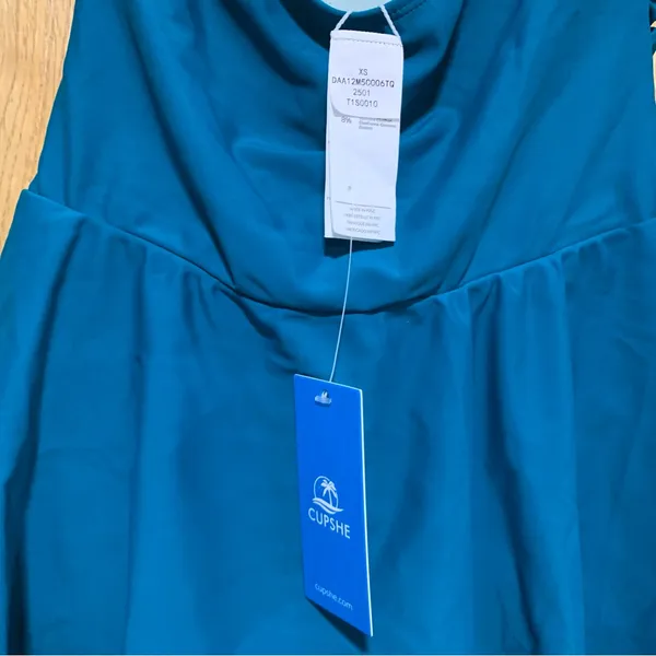 Cupshe Teal Halter Women Tummy Control Swim Dress - Size XS - Image 5