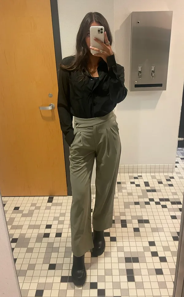 Princess Polly Asymmetric Green Pants - Image 3