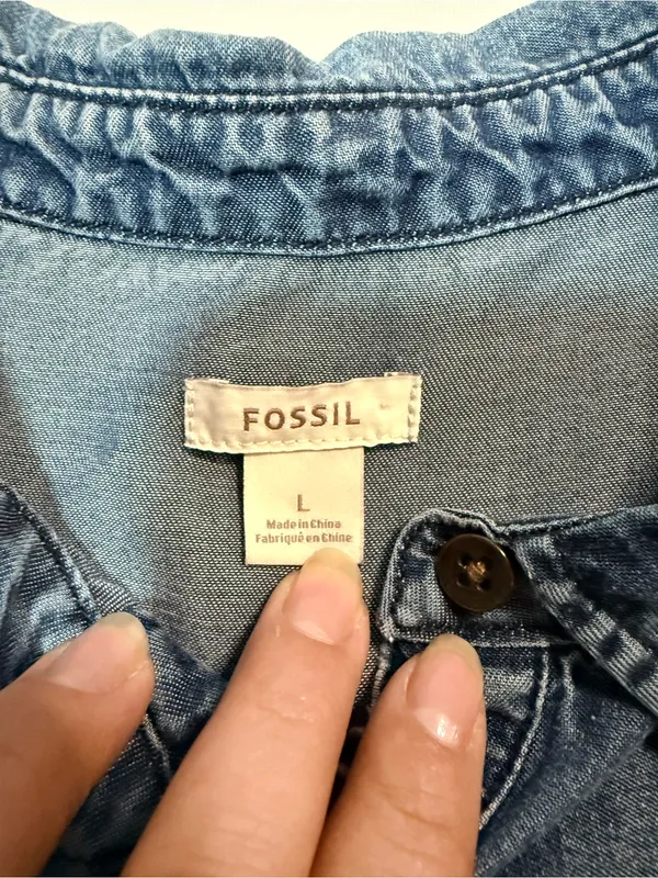 Fossil Blue Denim Shirt Dress size L - Image 10