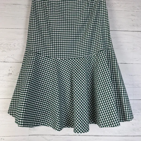 Zara green/white gingham Asymmetric ruffle Midi Skirt size XS - Image 6