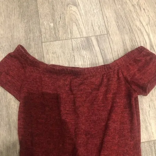 UK2LA Womens Medium Maroon Sweater Dress/ Shirt Off‎ The Shoulder Short Sleeves - Image 6