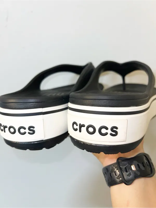 CROCS Women’s Platform Crocband Black and White Casual Flip Flop Sandals - Image 5