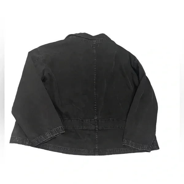 ✨ Easel Black Denim Utility‎ Jacket Women’s S Snap Front Belted Jean Coat ✨ - Image 2
