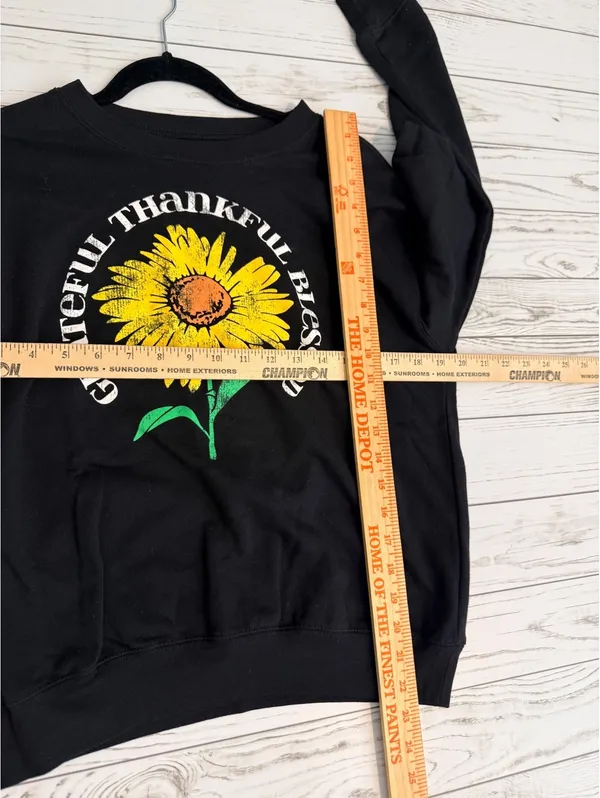 Awake Women's Regular–M Black Sweatshirt Sunflower Graphic - Image 3