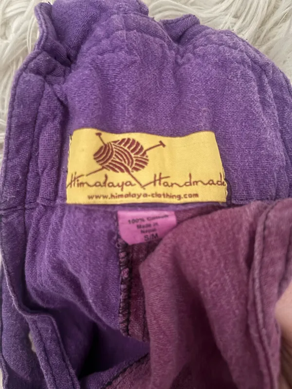 Himalaya Handmade Cotton Patchwork Overall One-Piece S Purple Pockets - Image 3