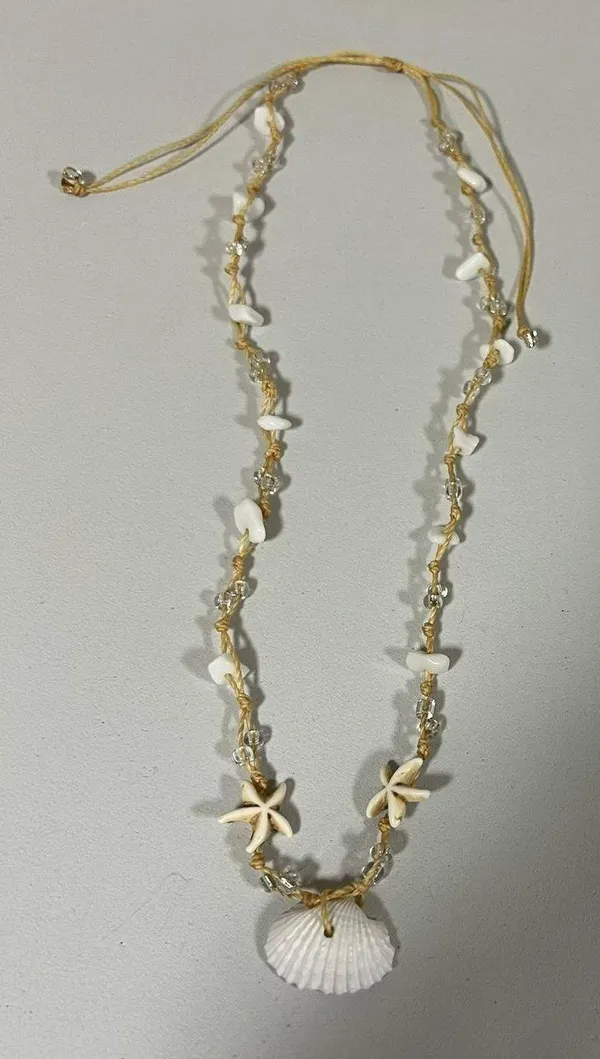 Beige Tan Beaded Seashell Shells Starfish Beach Vibes Necklace Choker Jewelry 🐚 - Image 2