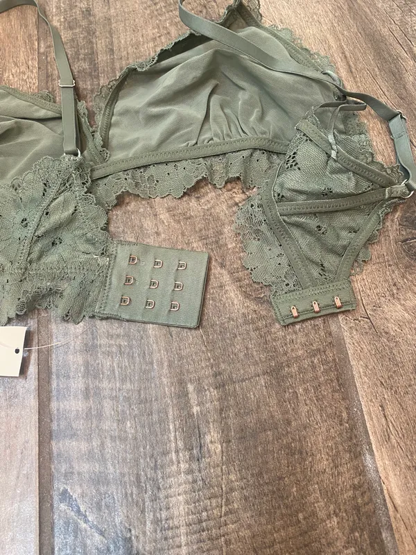 Aerie Green Rebel Lace Triangle Bralette - Image 14