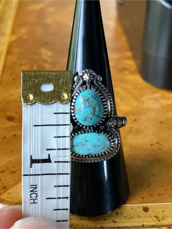Natural Blue Moon Turquoise Sterling Silver Ring Size 8 - Image 7