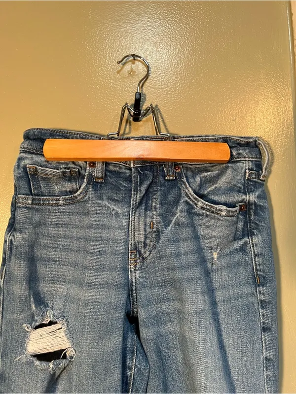 Old‎ Navy Women's Size 0 O.G. Loose Straight Jeans Light Wash Distressed Stretch - Image 6