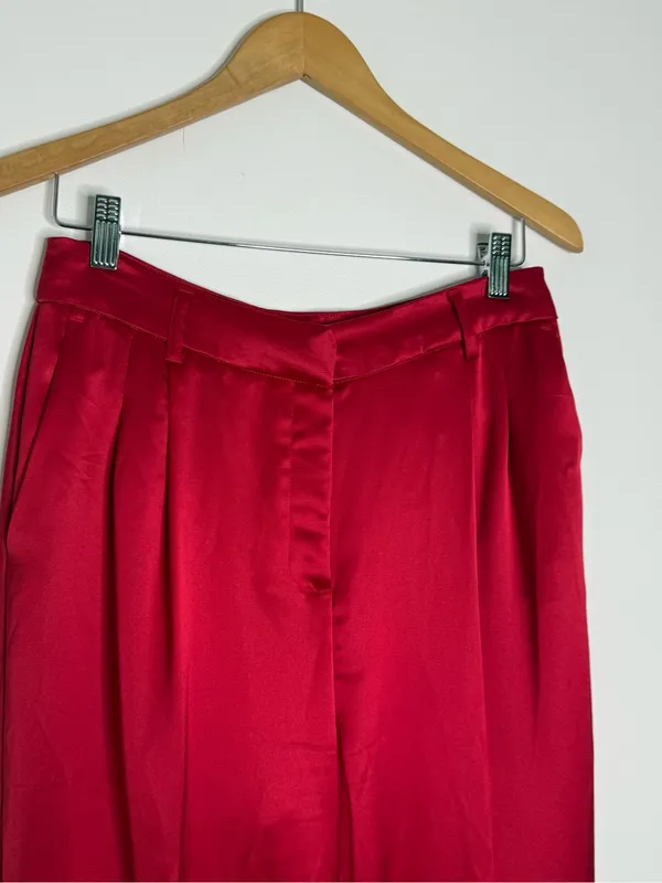 House of Harlow Satin Wide Leg Pants Raspberry Pink Size 6 High Rise - Image 6