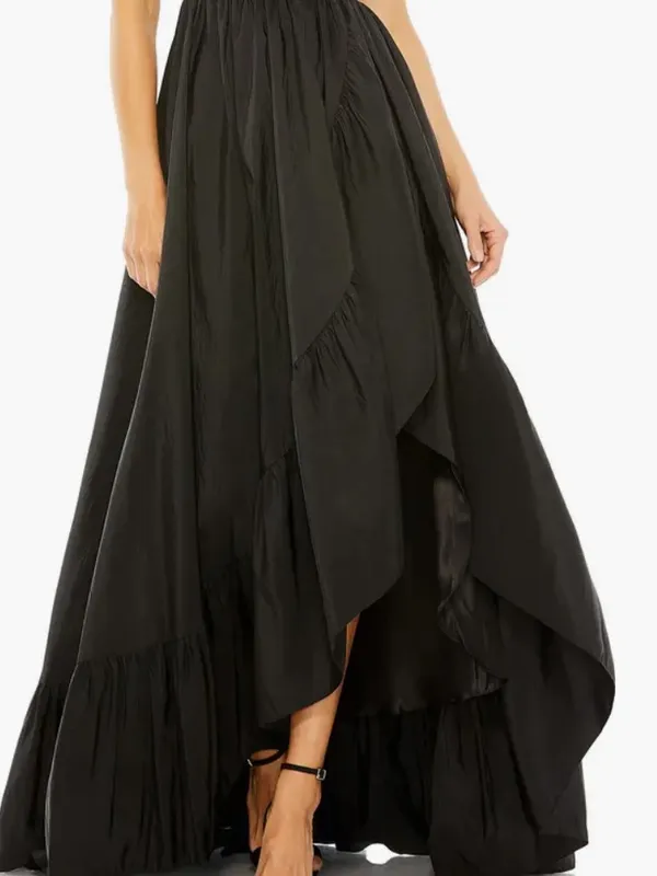 Mac Duggal Sleeveless Taffeta High-Low Ruffle Gown in Black Size: 12 - Image 2