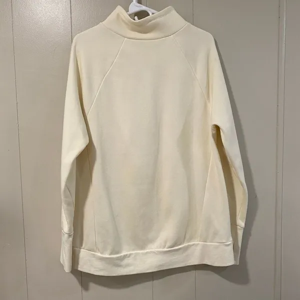 Fabletics Cream Funnel Neck Fleece Pullover Sweatshirt Women’s Medium - Image 2