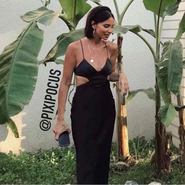 Zara Black Backless Strappy Satin Midi Dress - Image 5