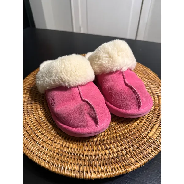 UGG Coquette Pink Suede‎ Sheepskin Fur Slide Slippers 5BSQLF Womens 5 - Image 2
