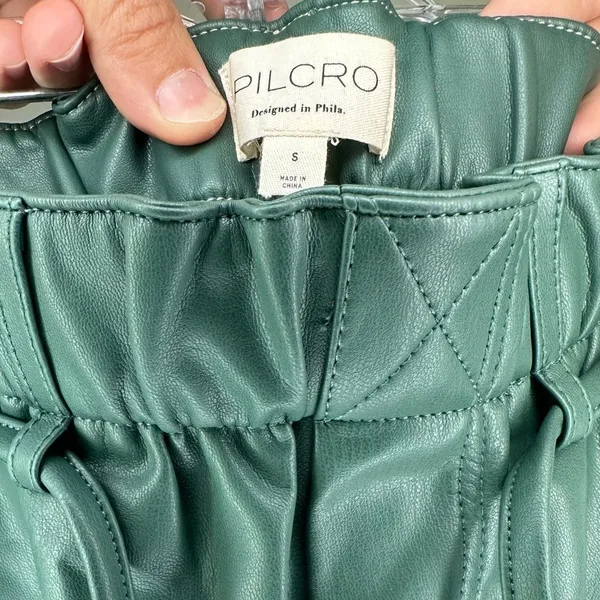Anthropologie Pilcro Faux Leather Soft Parachute Pants Green Size S‎ NWT - Image 5