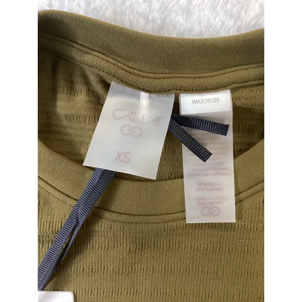 Calia Focus Focus Seamless Crop Tee Dark Khaki‎ Olive WAX15125 Womens XS New - Image 2