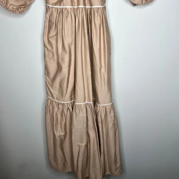 Antonio Melani Tan Embroidery Midi Dress Size 2 - Image 4