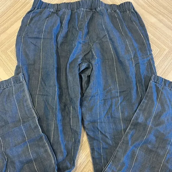 Bella Dahl Women’s Blue with Silver Stripe Loose Fittingf Elastic Waist Pants - Image 6