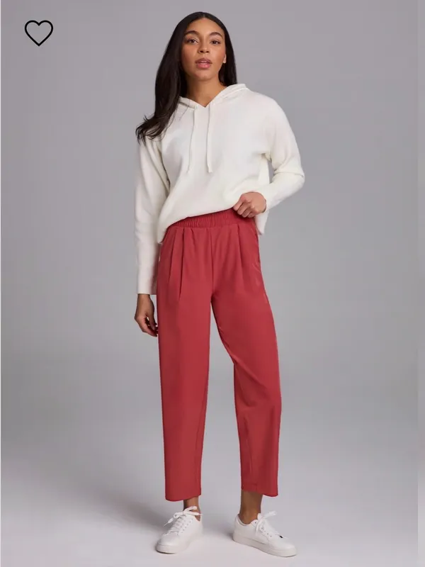 RBX Women's Smocked Waist Wide-Leg Track Pants in Garnet - Image 2