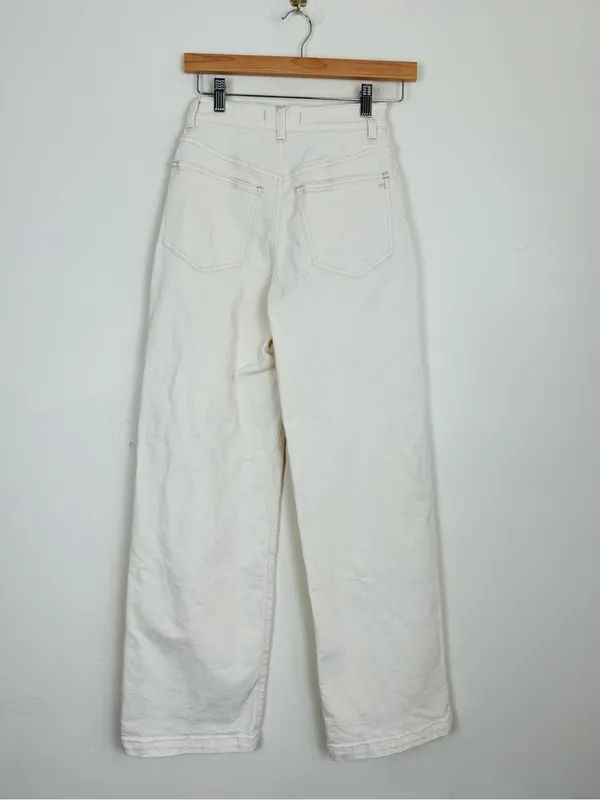 Madewell Perfect Vintage Wide Leg Jeans in Ivory Off White Patch Pockets Size 24 - Image 3