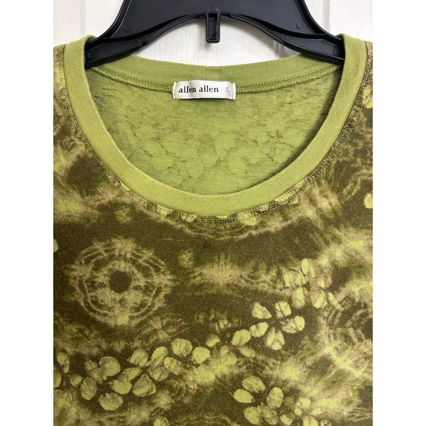 Allen Allen Green Tie Dye Abstract Cotton T-Shirt L Made in USA Hippie Granola - Image 7