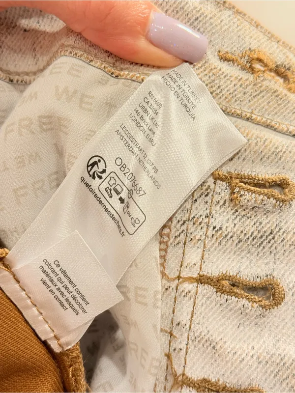 NWT We The Free Good Luck Mid Rise Barrel Acid-Wash Denim Jeans Off-White Sz 24 - Image 13