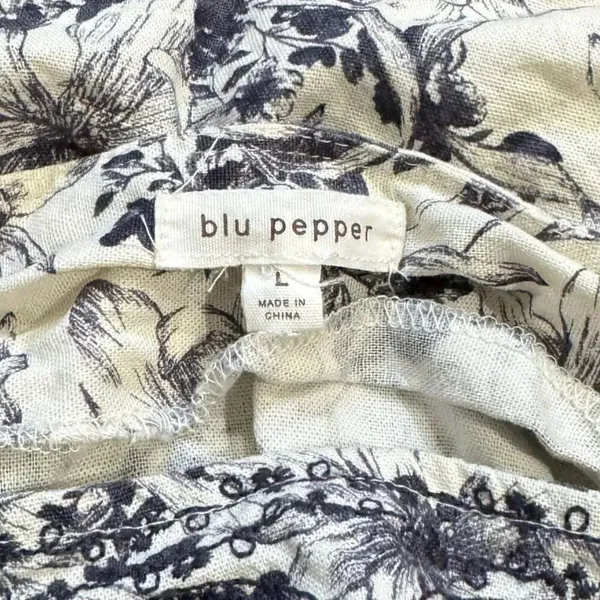 Blu Pepper White Blue Floral Tank Top Blouse Shirt Women’s Large - Image 2