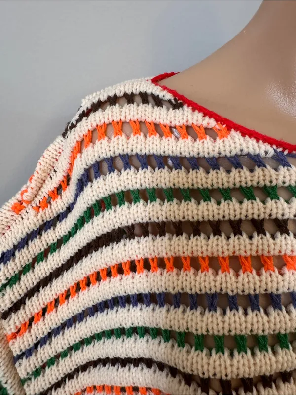 Le Lis Colorful Knit See Through Sweater Medium - Image 3