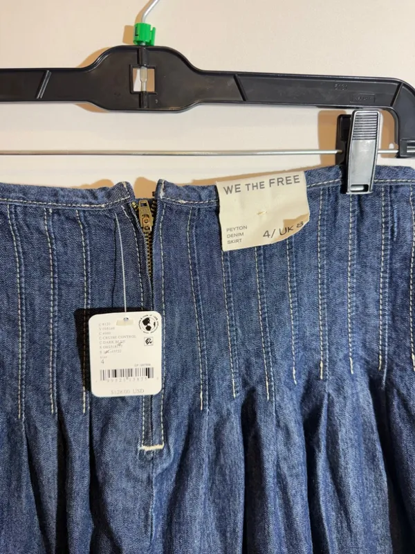 NWT Free People We The Free Peyton Pintuck A-Line Denim Midi Skirt Size 4 - Image 9