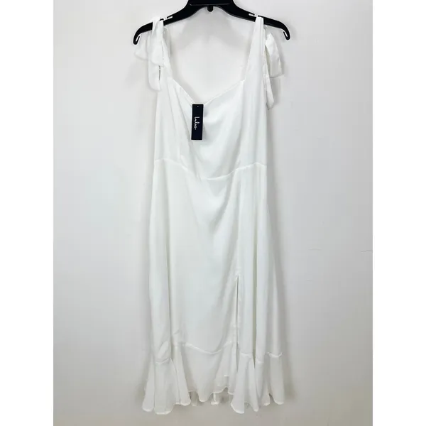 Lulus Summer Invite White Tie-Strap Tiered Midi Dress Wedding Bridal XL NWT - Image 6