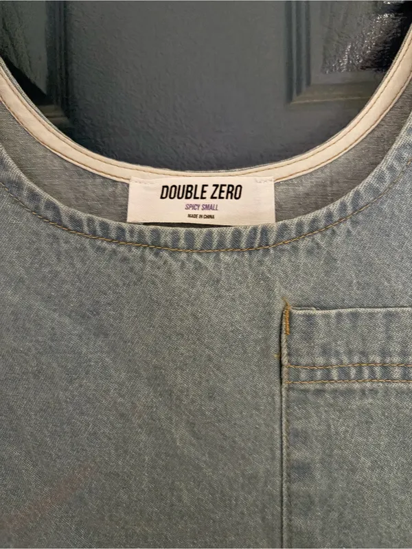 NWT Double Zero Light Blue Denim Mini Shift Dress size Small - Image 7