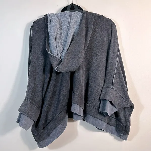 Free People Bonfire Hoodie Relaxed Fit V-Neck Hooded Layered Hem Women Medium - Image 3