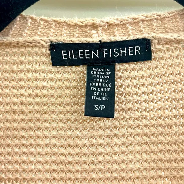 Women’s Eileen Fisher Organic Linen Blend Knit Draped Front Cardigan Sweater S - Image 3