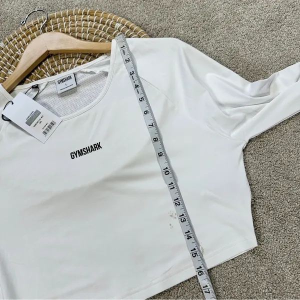 NWT Gymshark Women’s Training Crop Longsleeve Shirt Top Activewear in White L - Image 12