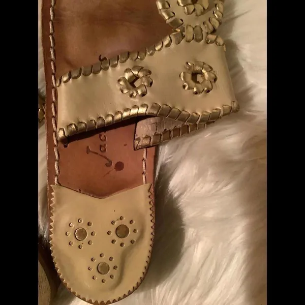Jack Rogers Women's Sandals - Tan with Gold Accents size 7 - Image 4